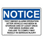 OSHA NOTICE Warning Test Smoke Alarm Operation After Sign ONE-30127