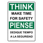 English + Spanish OSHA THINK Make Time For Safety Sign OTB-4455