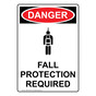 Portrait OSHA DANGER Fall Protection Required Sign With Symbol ODEP-3000
