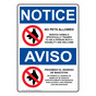 English + Spanish OSHA NOTICE No Pets Service Animals Allowed Sign With Symbol ONB-13897