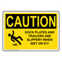 OSHA CAUTION Dock Plates And Trailers Are Sign With Symbol OCE-38054