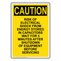 Portrait OSHA CAUTION Risk Of Electrical Shock Wait 5 Minutes Sign OCEP-16452