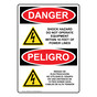 English + Spanish OSHA DANGER Shock Hazard Do Not Operate Sign With Symbol ODB-8450