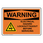 OSHA WARNING ELECTRICAL HAZARD LOCKOUT/TAGOUT Sign with Symbol OWE-50420