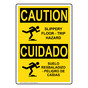 English + Spanish OSHA CAUTION Slippery Floor Trip Hazard Sign With Symbol OCB-5785