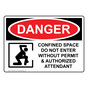 OSHA DANGER Confined Space Do Not Enter Without Permit Sign With Symbol ODE-1820