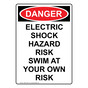 Portrait OSHA DANGER Electric Shock Hazard Risk Swim Sign ODEP-34591