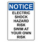 Portrait OSHA NOTICE Electric Shock Hazard Risk Swim Sign ONEP-34591