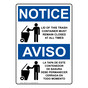 English + Spanish OSHA NOTICE Trash Container Remain Closed Sign With Symbol ONB-14513