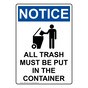 Portrait OSHA NOTICE All Trash Must Be Sign With Symbol ONEP-14504