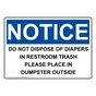 OSHA NOTICE Do Not Dispose Of Diapers In Restroom Trash Sign ONE-37097