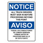 English + Spanish OSHA NOTICE Truck Drivers In Sign ONB-1210