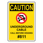 Portrait OSHA CAUTION Underground Cable Sign With Symbol OCEP-14047