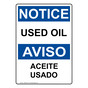 English + Spanish OSHA NOTICE Used Oil Sign ONB-6305