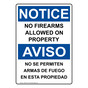 English + Spanish OSHA NOTICE No Firearms Allowed On Property Sign ONB-4705