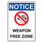 Portrait OSHA NOTICE Weapon Free Zone Sign With Symbol ONEP-16323