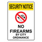 Portrait OSHA SECURITY NOTICE No Firearms By City Sign With Symbol OUEP-16330