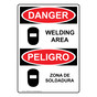 English + Spanish OSHA DANGER Welding Area With Symbol Sign With Symbol ODB-6625