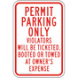 Permit Parking Only Sign for Parking Control PKE-18471