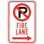 Fire Lane No Parking Symbol Sign With Right Arrow PKE-21120