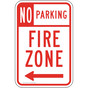 No Parking Fire Zone Sign With Left Arrow PKE-21230
