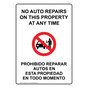 No Auto Repairs On This Property Bilingual Sign NHB-14403