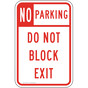 No Parking Do Not Block Exit Sign PKE-15481