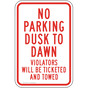 No Parking Dusk To Dawn Sign for Parking Control PKE-15517
