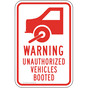 Warning Unauthorized Vehicles Booted Sign PKE-18476