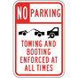 No Parking Towing And Booting Enforced Sign PKE-18479
