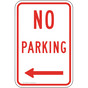 No Parking Sign With Left Arrow PKE-20038