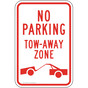 No Parking Tow Away Zone Sign With Symbol PKE-20195