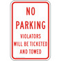 No Parking Violators Ticketed And Towed Sign PKE-20240