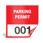 Red Parking Permit 001-099 Window Cling Permit CS382694
