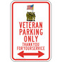 Veteran Parking Only Sign With Arrow PKE-18260