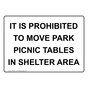 It Is Prohibited To Move Park Picnic Tables In Sign NHE-36611