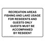 Recreation Areas Fishing And Lake Usage For Residents Sign NHE-36612