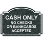 Charcoal Marble Engraved CASH ONLY NO CHECKS OR BANKCARDS Sign EGRE-15751_White_on_CharcoalMarble