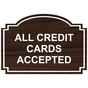 Kona Engraved ALL CREDIT CARDS ACCEPTED Sign EGRE-15781_White_on_Kona