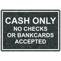 Charcoal Marble Engraved CASH ONLY NO CHECKS OR BANKCARDS Sign EGRE-15803_White_on_CharcoalMarble