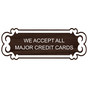 Kona Engraved WE ACCEPT ALL MAJOR CREDIT CARDS Sign EGRE-18002_White_on_Kona