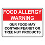 Food Allergy Warning Food Contain Peanut Or Tree Nut Sign NHE-15650