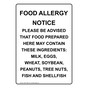Portrait Food Allergy Notice Please Be Advised Sign NHEP-15660