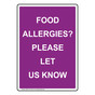 Portrait Food Allergies? Please Let Us Know Sign NHEP-33131_PRP