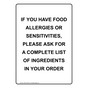 Portrait If You Have Food Allergies Or Sensitivities, Sign NHEP-37846