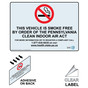 Pennsylvania This Vehicle Is Smoke Free Clear Label NHE-7812-Pennsylvania
