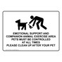 ANIMAL EXERCISE AREA Sign With Symbol NHE-50931