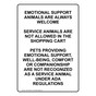 Portrait EMOTIONAL SUPPORT ANIMALS ARE ALWAYS WELCOME Sign NHEP-50909