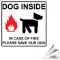 Dog Inside In Case Of Fire Please Save Our Dog Label LABEL-SYM-834
