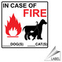 In Case Of Fire Dog Cat Label for Pets / Pet Waste LABEL_SYM_835